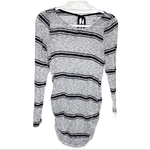 Motherhood Maternity Lightweight Black and Grey Striped Long Sleeve Shirt Medium - Picture 1 of 4